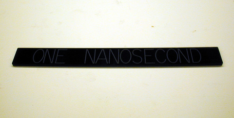 black board with "one nanosecond" written on it
