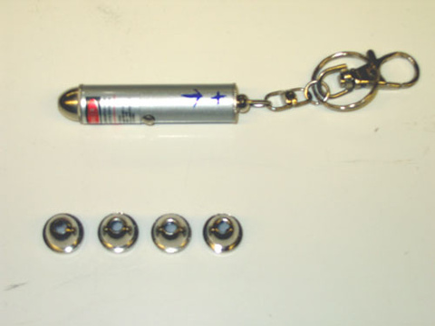 Small laser pointer with different phase gratings to screw on