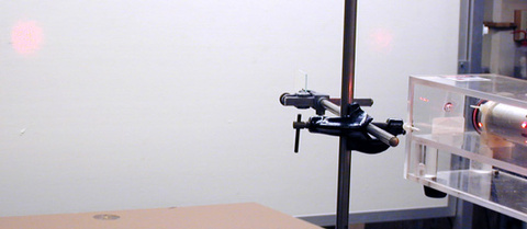 Laser, expanding lens, microscope slide