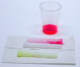 red, blue, and green light sticks