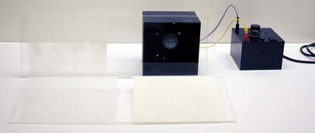 Variac, Light bulb (100 watt), Box for Light bulb, Scattering Screens, Coffee Creamer, Beaker, Stirring Rod, Overhead Masking Plate, Pine-Sol.