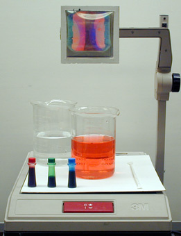 Projector with Tubes of Water and Food Coloring