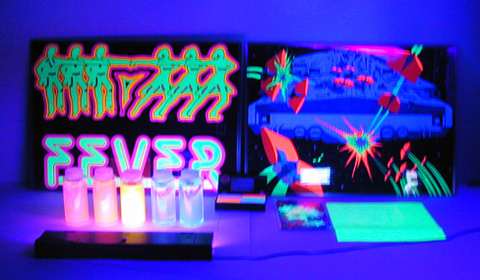 black light demo posters, items under black light