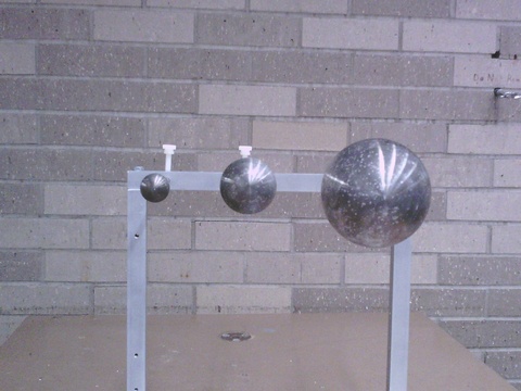 1, 2, and 4 inch diameter aluminum balls with stand,