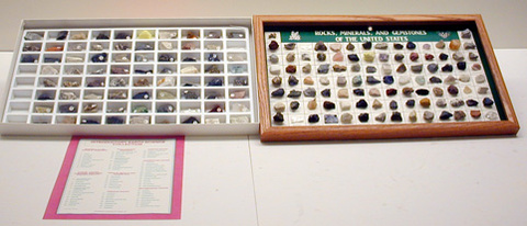 Two sets of rocks and minerals